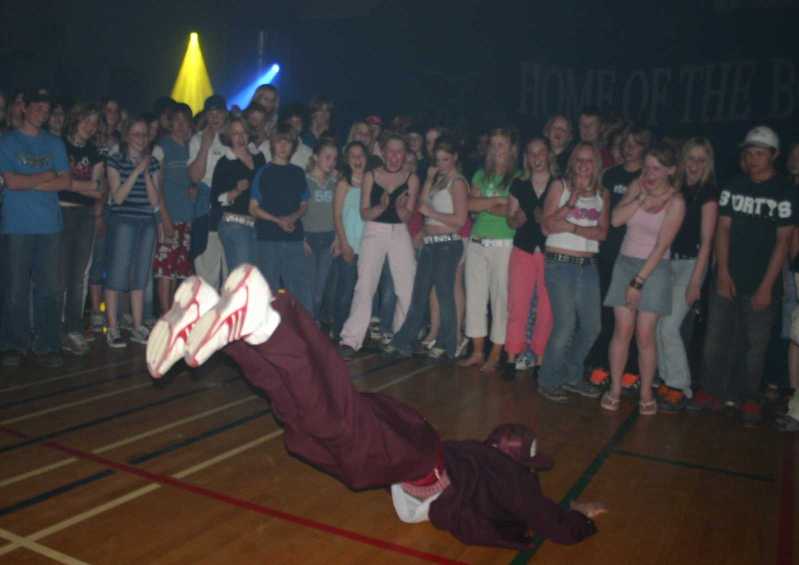 DJ at School Dance - Break Dancer bustin a move
